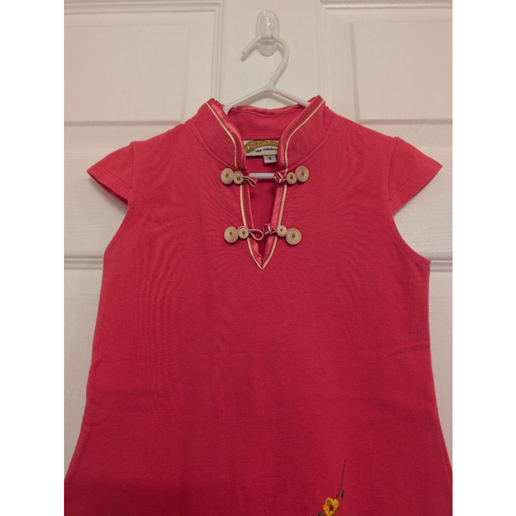 Oriental Village Pink Casual Dress with Floral Embroidery Size 4 Chinese Collar - Picture 2 of 5
